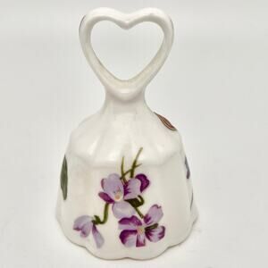 Vintage Brinton Bone China Collectible Floral Bell with Heart Handle